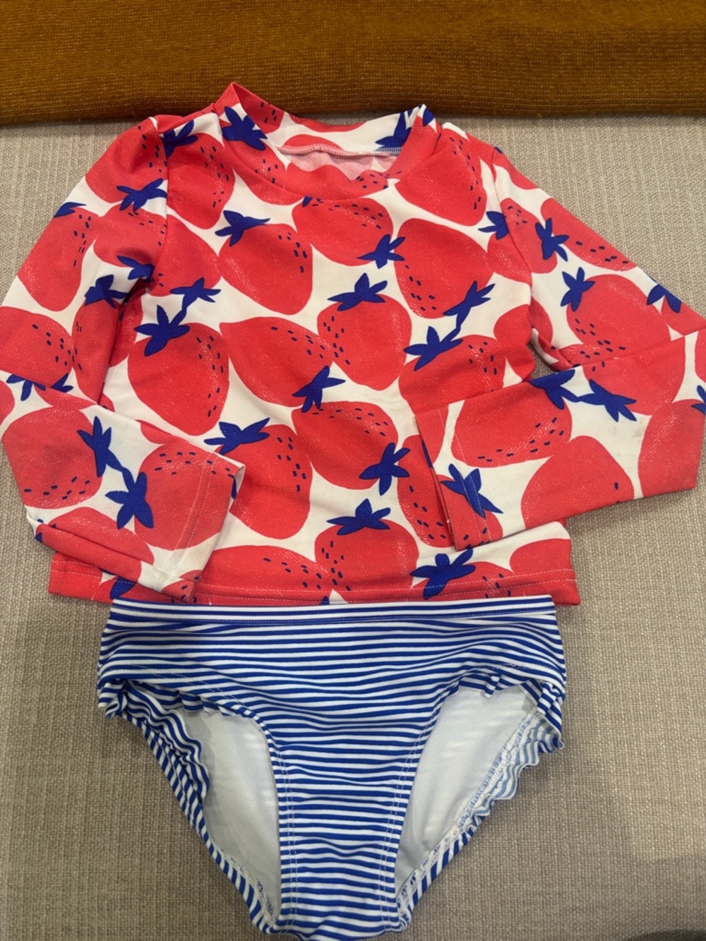Carter's Girls Two-Piece Strawberry Swim Set - Red, Blue, White